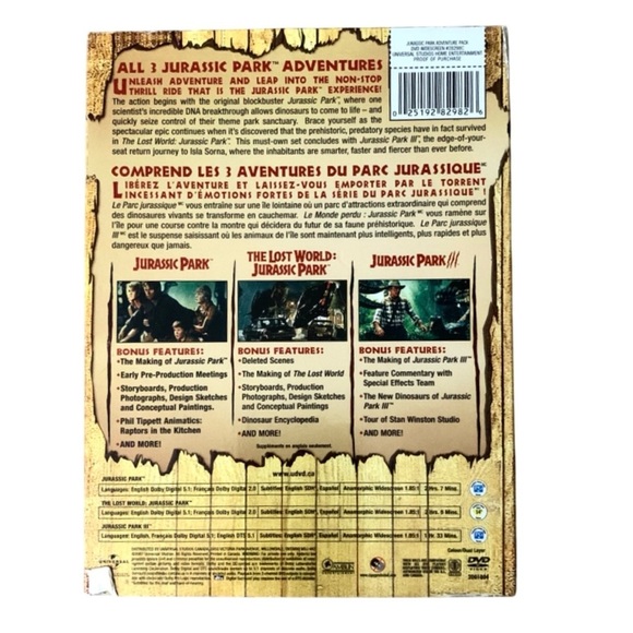 Jurassic Park Adventure Pack The Franchise Collection 3 Disc Set DVD - Picture 2 of 10